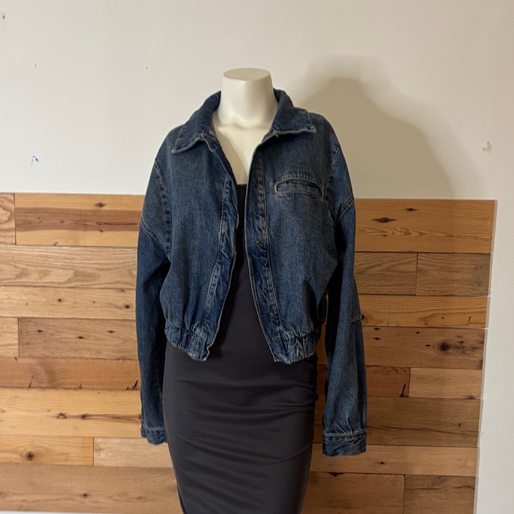 Zara Dark Blue Denim Zip-Up Jacket